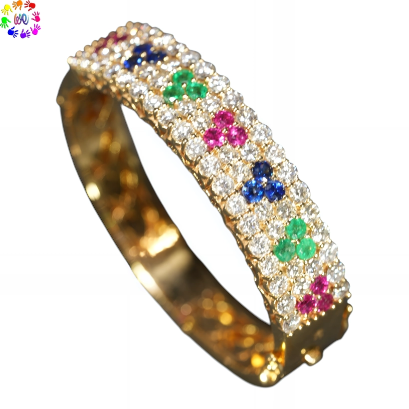 Vòng tay tứ quý Ruby kim cương, Sapphire và Emerald