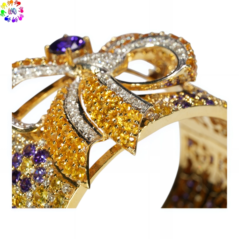: Vòng tay kim cương thiên nhiên Amethyst, Saphire hình cái nơ - Image 7