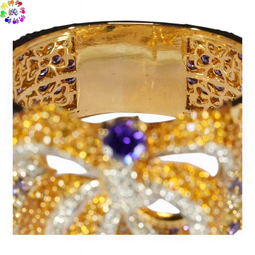 : Vòng tay kim cương thiên nhiên Amethyst, Saphire hình cái nơ - Image 5