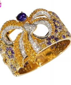 Alternative view of : Vòng tay kim cương thiên nhiên Amethyst, Saphire hình cái nơ